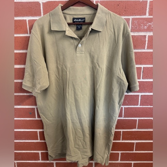 Eddie Bauer Other - Eddie Bauer Polo Shirt Men’s Large Tall Tan Khaki Short Sleeve Cotton